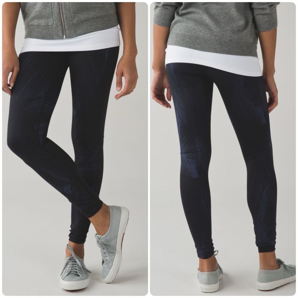 LULULEMON Wunder Under Hi Rise Leggings III Full-On Luon Deep Chill Navy Black 6
